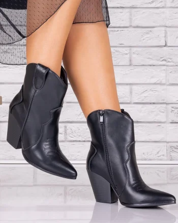 Botine dama Nrgre din Piele Ecologica Deram