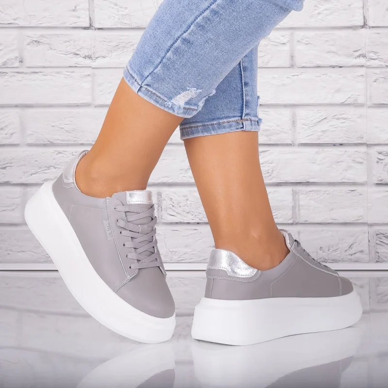Pantofi dama casual Gri din Piele Naturala Arselia