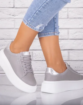 Pantofi dama casual Gri din Piele Naturala Arselia