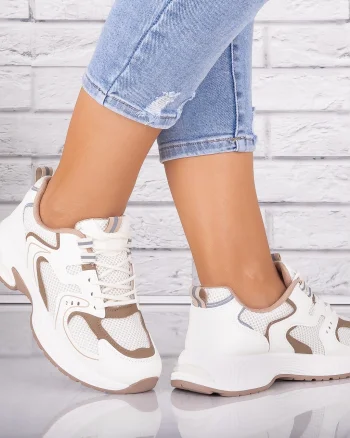 Adidasi dama Bej din Piele Eco/ Textil Avarola