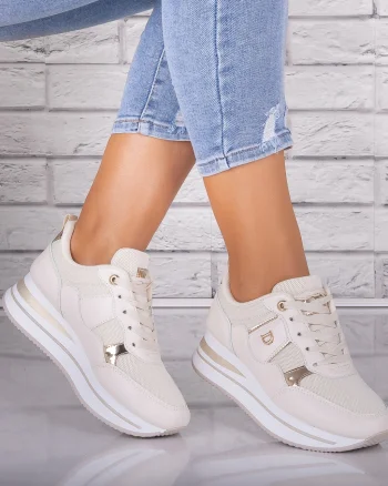 Adidasi dama Bej din Piele Eco/ Textil Anina