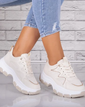 Adidasi dama Bej din Piele Eco/ Textil Arleta