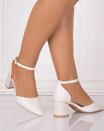 Pantofi dama cu toc Bej din Piele Ecologica Nemaco