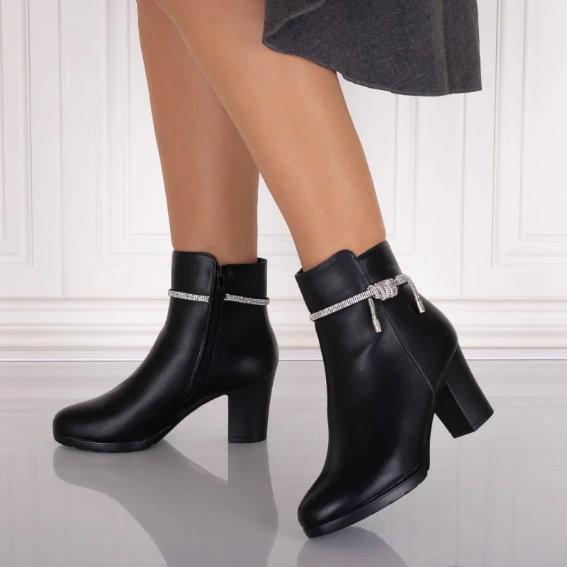 Botine Dama Imblanite Negre din Piele Ecologica Ablona