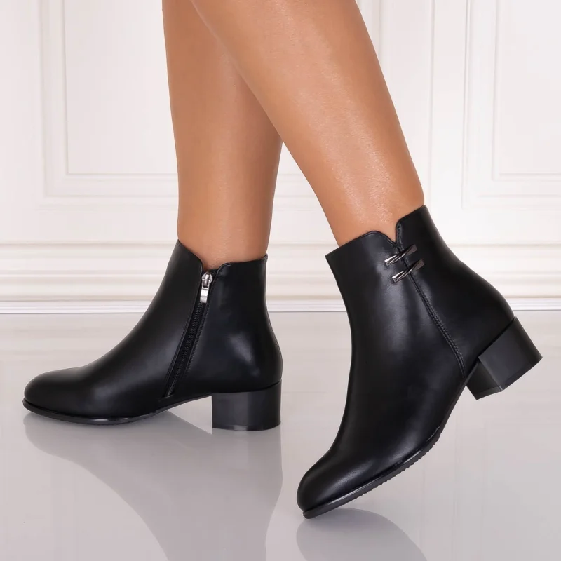 Botine Dama Imblanite Negre din Piele Ecologica Samilia