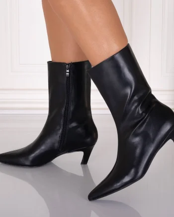 Botine dama Negre din Piele Ecologica Loretta