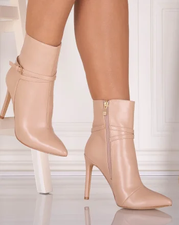 Botine dama Nude din Piele Ecologica Naisia