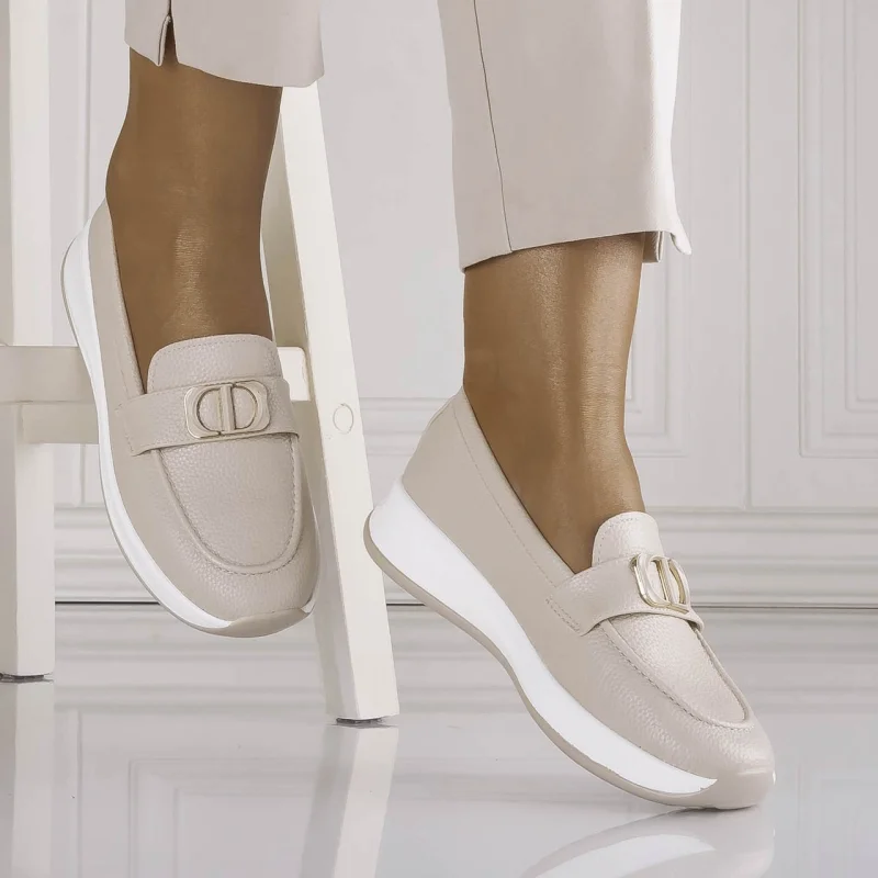 Pantofi dama Casual Bej din Piele Ecologica Ulmira