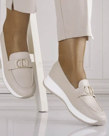 Pantofi dama Casual Bej din Piele Ecologica Ulmira
