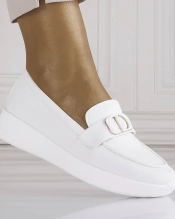 Pantofi dama Casual Albi din Piele Ecologica Ulmira
