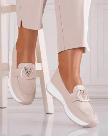 Pantofi dama Casual Bej din Piele Ecologica Nelisia