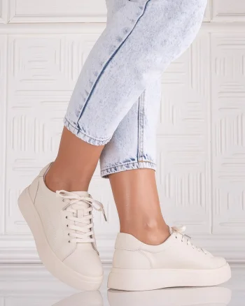 Pantofi dama casual Bej din Piele Naturala Carisna