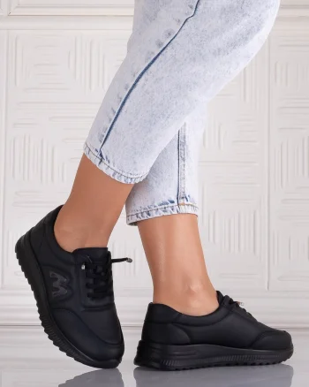 Pantofi dama Casual Negri din Piele Ecologica Arela