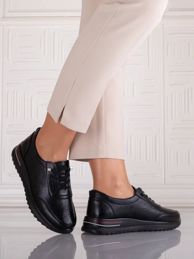 Pantofi dama Casual Negri din Piele Ecologica Nolya