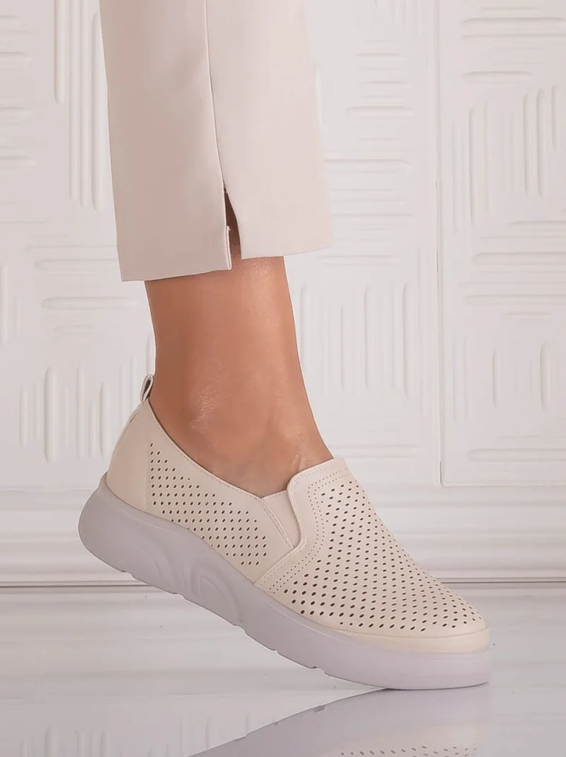 Pantofi dama Casual Bej din Piele Ecologica Nilasa