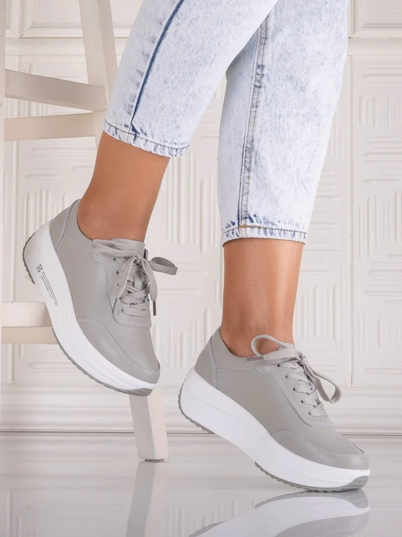 Pantofi dama Sport Gri din Piele Naturala Amadi