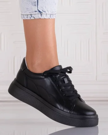 Pantofi dama casual Negri din Piele Naturala Carisna