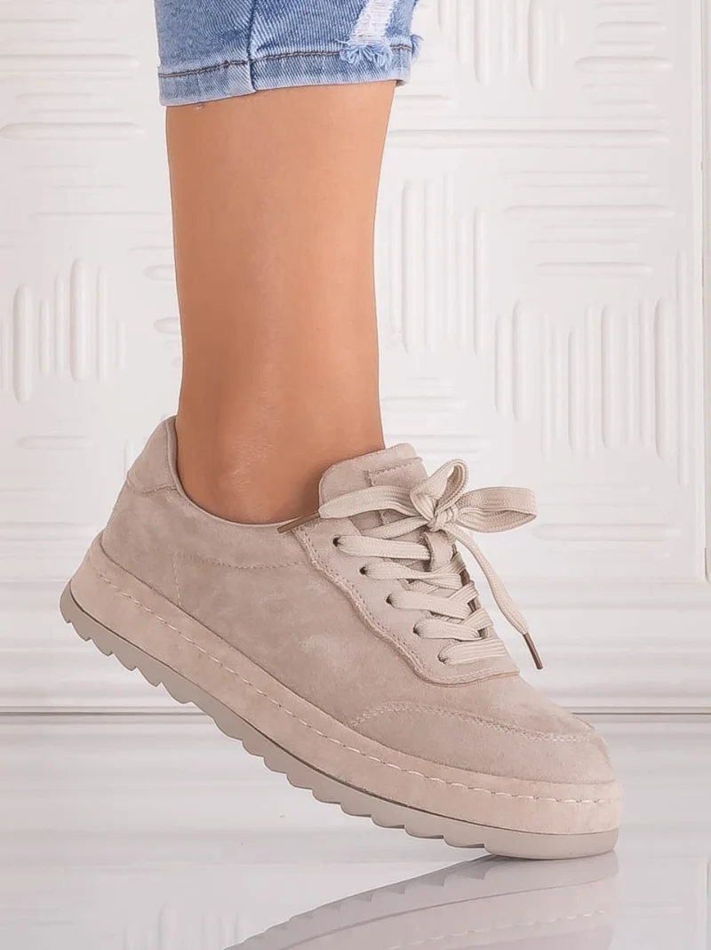 Sneakers dama Bej din Piele Ecologica Intoarsa Daliva