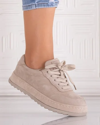 Sneakers dama Bej din Piele Ecologica Intoarsa Daliva