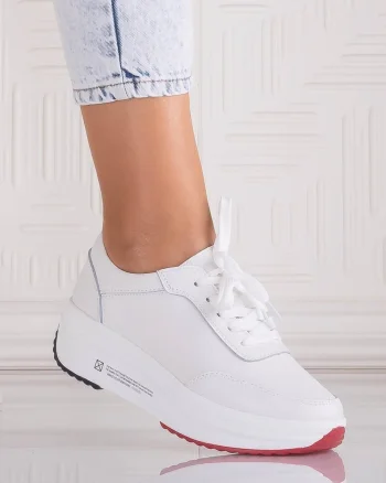 Pantofi dama Sport Albi din Piele Naturala Amadi