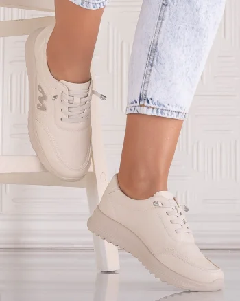 Pantofi dama Casual Bej din Piele Ecologica Arela