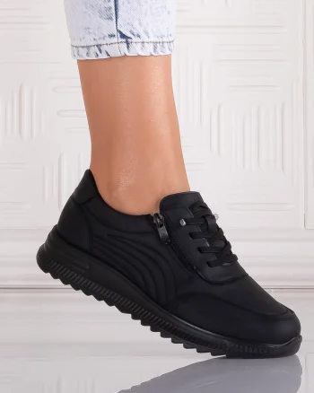 Pantofi dama Casual Negri din Piele Ecologica Savira