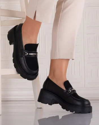 Pantofi dama casual Negri din Piele Ecologica Catilea
