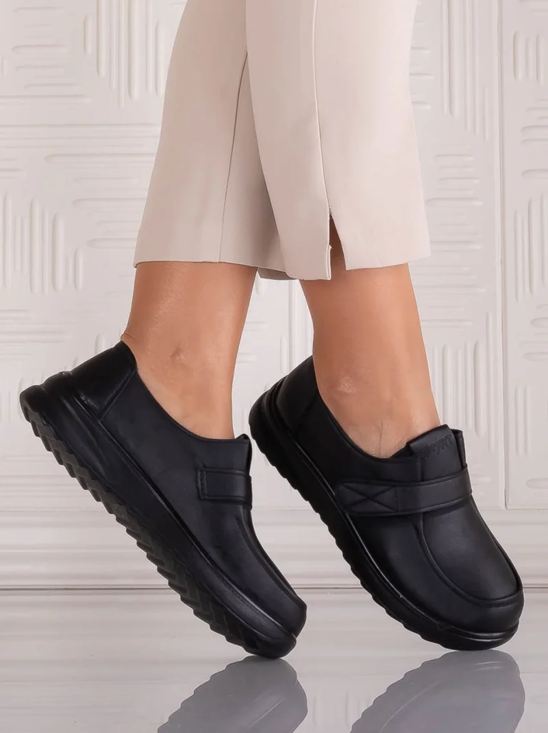Pantofi dama Casual Negri din Piele Ecologica Nedira
