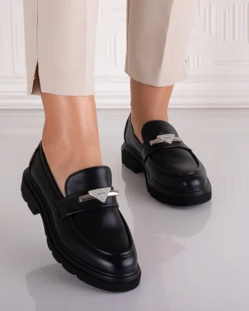 Pantofi dama casual Negri din Piele Ecologica Sudera