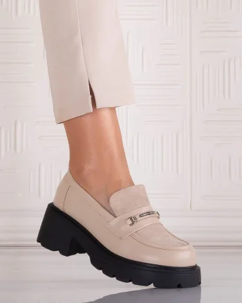 Pantofi dama casual Bej din Piele Ecologica Catilea
