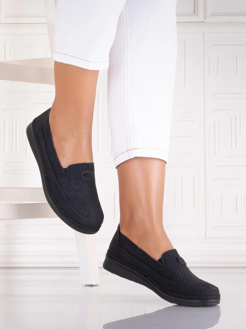 Pantofi dama casual Negri din Piele Ecologica Atinos