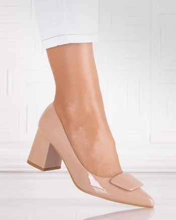 Pantofi dama Nude din Piele Ecologica lacuita Tarava