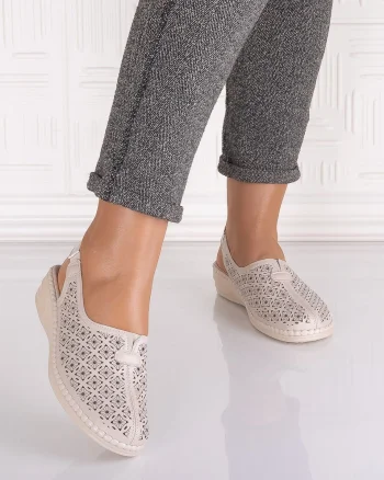 Pantofi casual Bej dama din Piele Ecologica Adnana