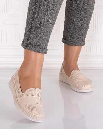 Pantofi casual Bej dama din Piele Ecologica Arsene