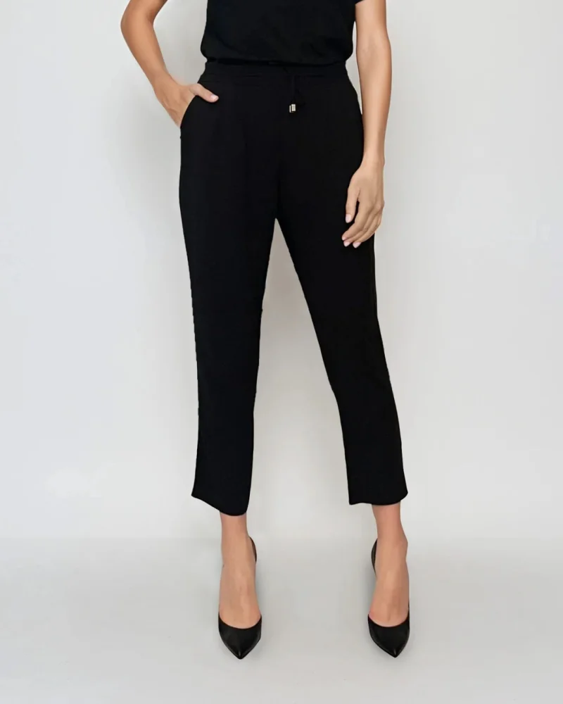 Pantaloni lungi conici din bumbac cu buzunare negru - 36