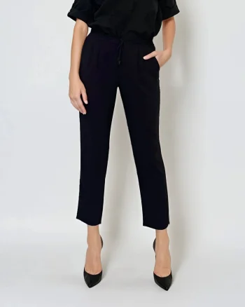 Pantaloni lungi conici din bumbac cu buzunare bleumarin - 36