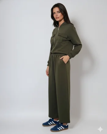 Fustă pantalon cu buzunare și șnur kaki - Unica S-L