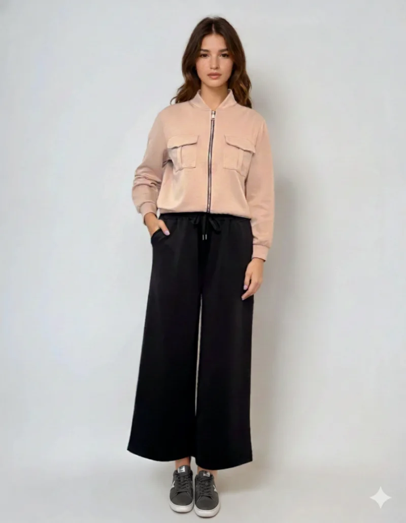 Fustă pantalon cu buzunare și șnur negru - Unica S-L