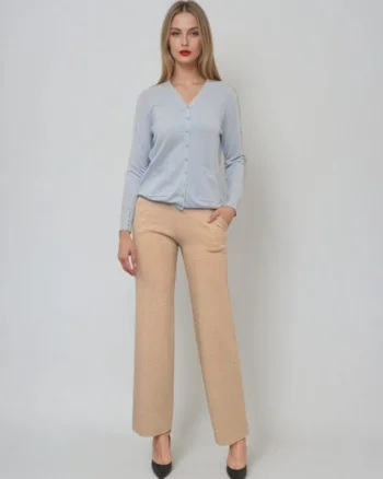 Pantaloni tricot office crem - Unica S-L
