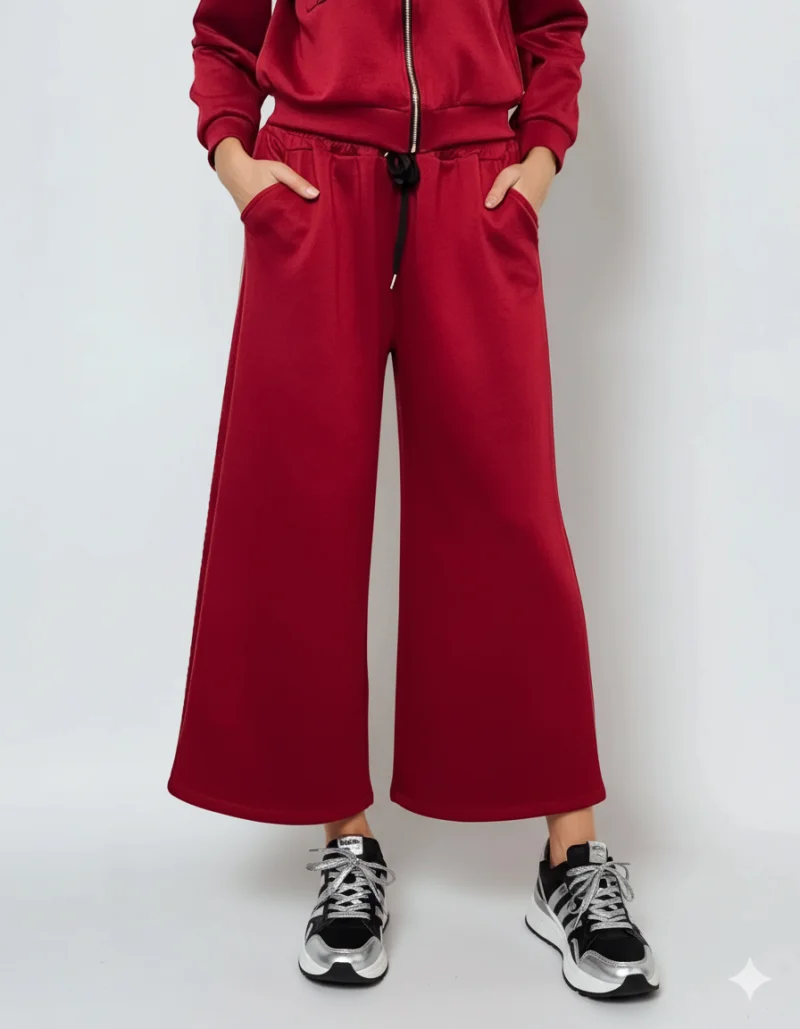 Fustă pantalon cu buzunare și șnur grena - Unica S-L