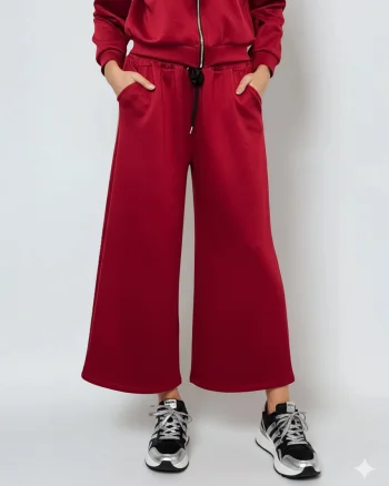 Fustă pantalon cu buzunare și șnur grena - Unica S-L