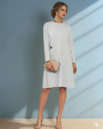 Rochie cu mânecă lungă și buzunar bleu - Unica S-L