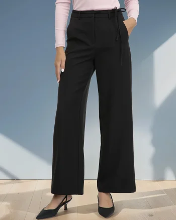 Pantaloni lungi largi fluizi cu buzunare ORSAY negru - 34