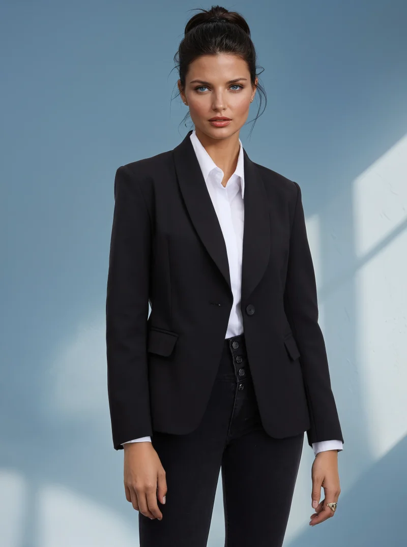 Sacou din mix de bumbac cu clapete la un nasture  ORSAY negru - 36