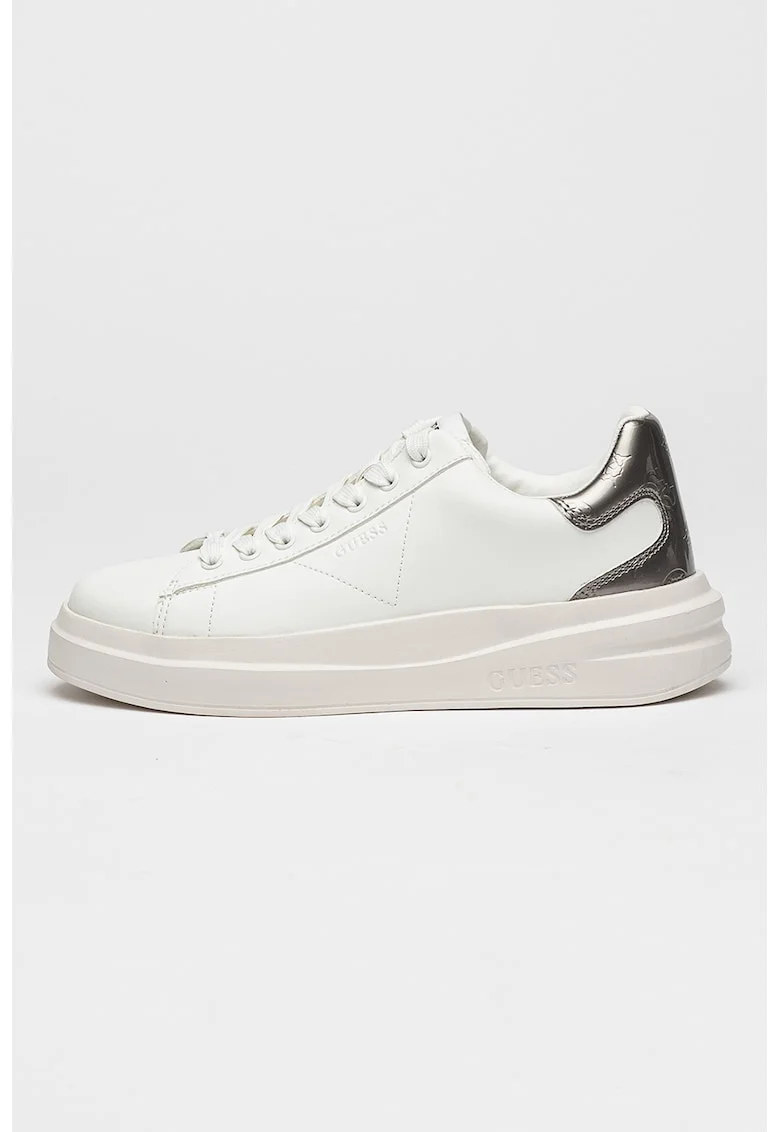 Pantofi sport din piele cu logo, Alb optic