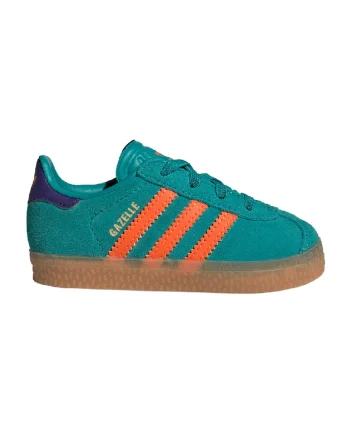 Pantofi sport Gazelle din piele intoarsa si piele, Portocaliu/Verde englez