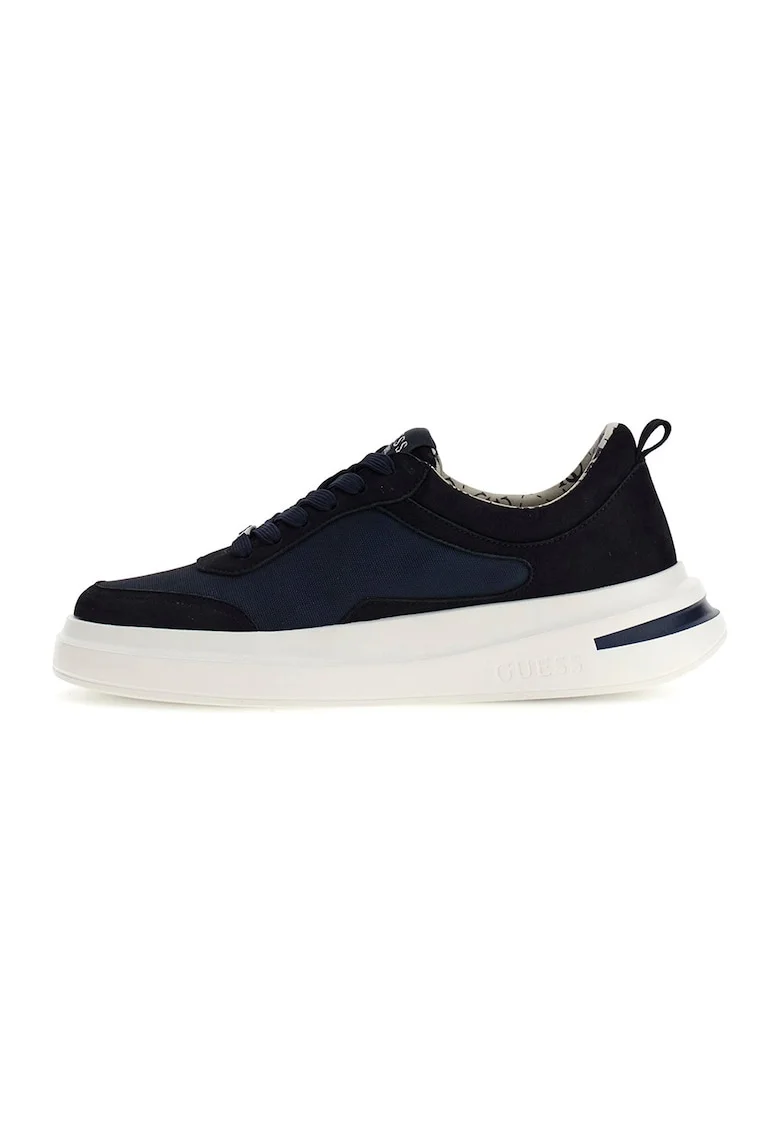 Pantofi sport wedge din material textil cu garnituri din piele intoarsa, Albastru ultramarin