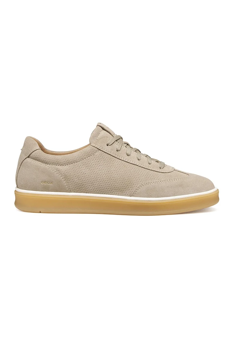 Pantofi sport low-cut din piele intoarsa, Maro nisip