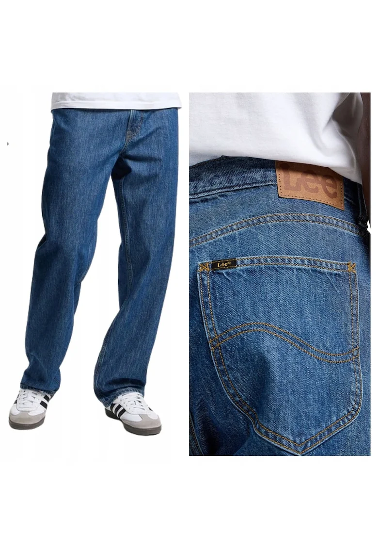 Blugi Barbati,  Asher, Loose Fit, Talie Medie, Lungi, Fermoar, 5 Buzunare, Bumbac, Albastru