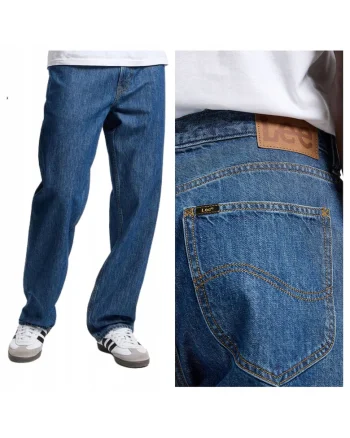 Blugi Barbati,  Asher, Loose Fit, Talie Medie, Lungi, Fermoar, 5 Buzunare, Bumbac, Albastru